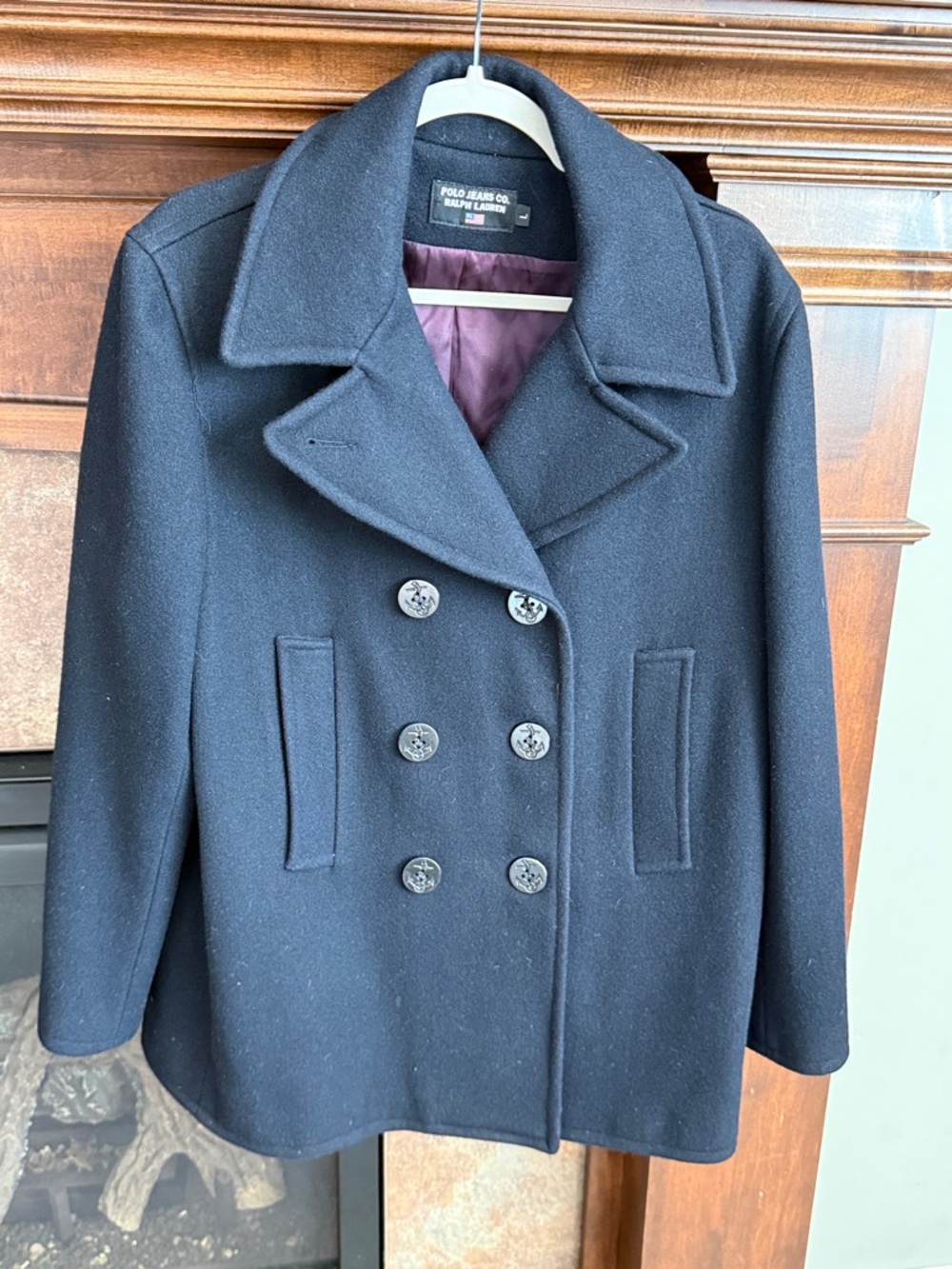 Polo Ralph Co Ralph Lauren Classic Navy Wool Peacoat Nautical Preppy L